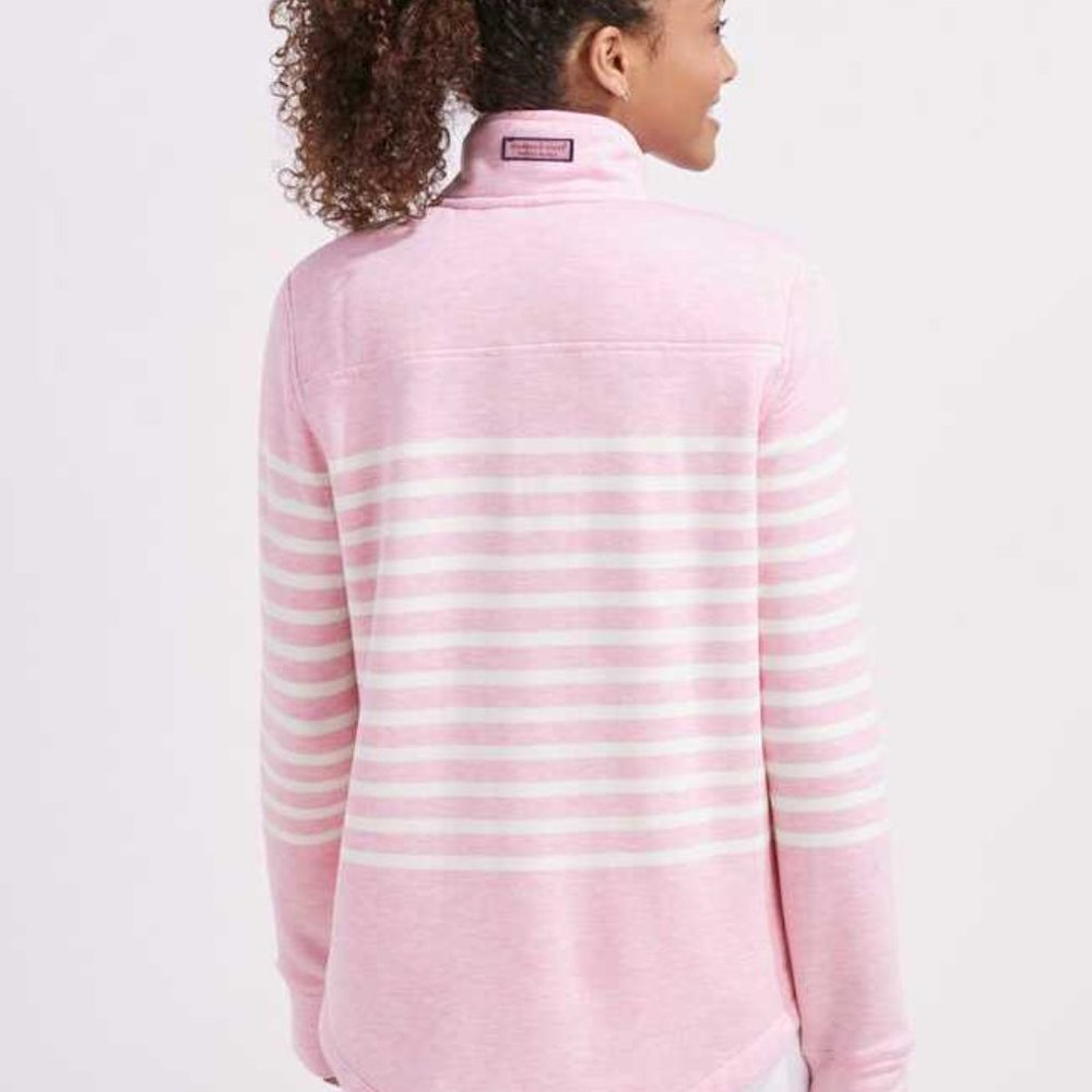 NEW PINK VINEYARD VINES DREAMCLOTH PLACED STRIPE RELAXED SHEP SHIRT SWEATER - Picture 12 of 12